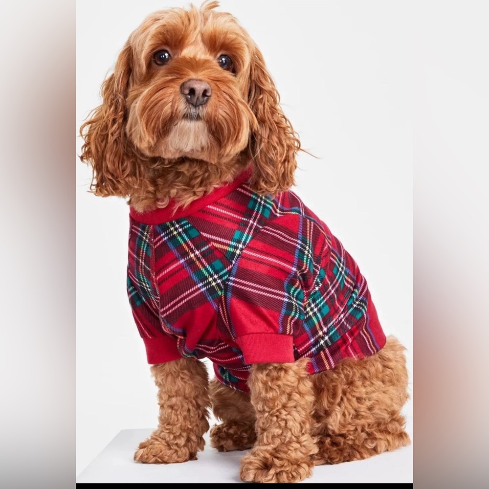 Family PJs Macy's Stewart Plaid Pet Pajama Small Red Stewart Brinkley Plaid NEW!